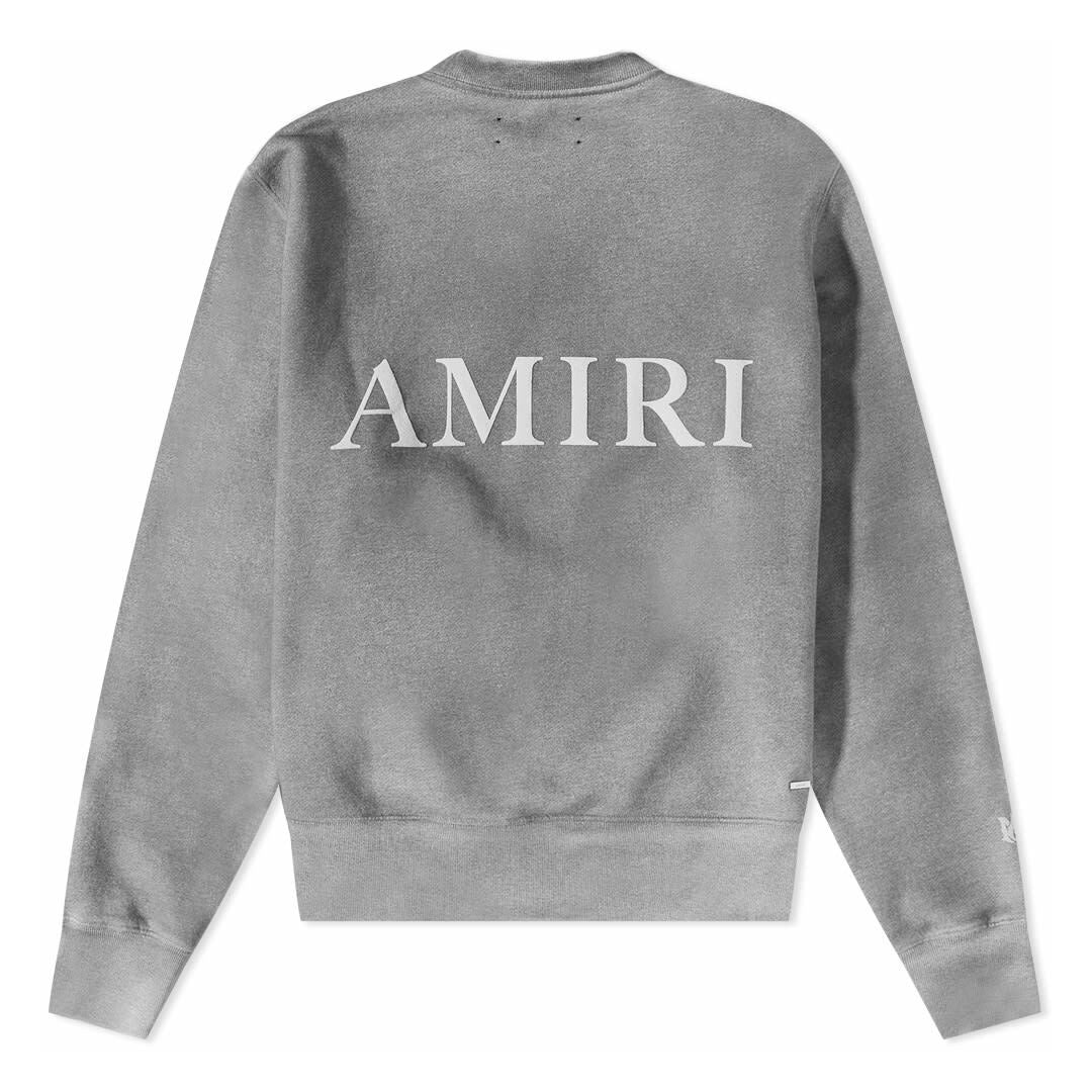 Amiri Aged Puff Logo Crewneck Grey - Image 2