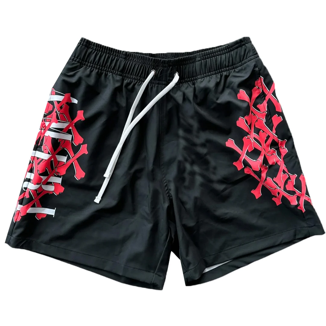 Amiri Bones Tokyo Exclusive Swim Shorts Black Red