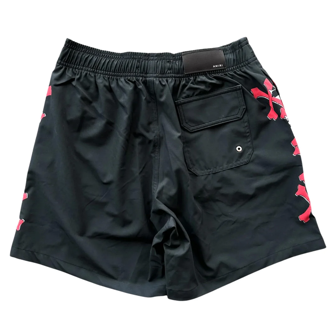 Amiri Bones Tokyo Exclusive Swim Shorts Black Red - Image 2