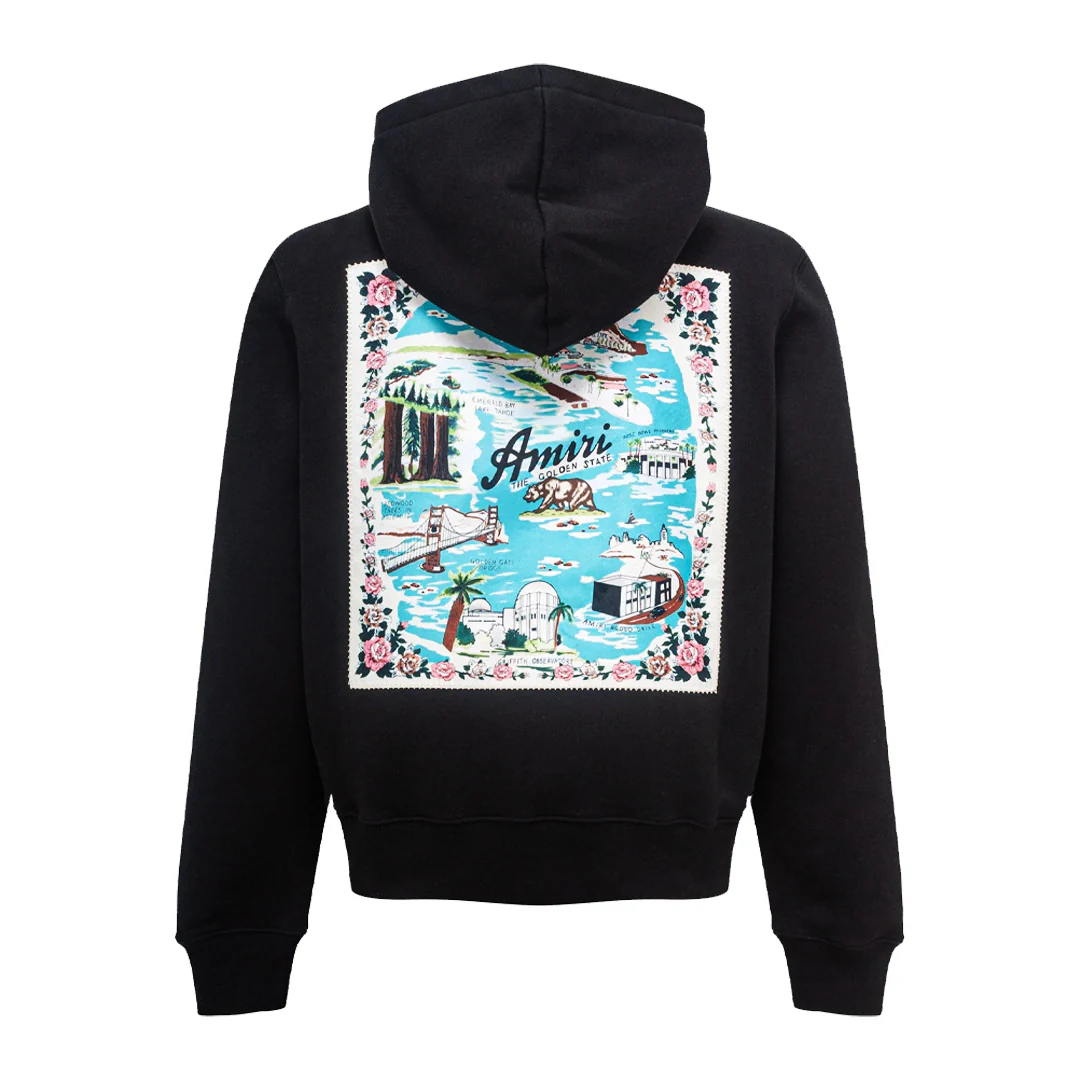 Amiri California Hawaiian Hoodie Black - Image 2