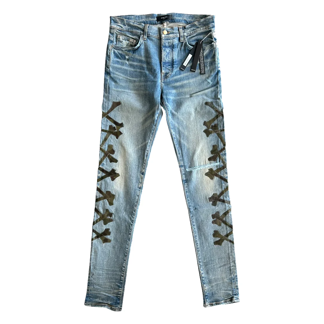 Amiri Camo Bones Jeans Clay Indigo