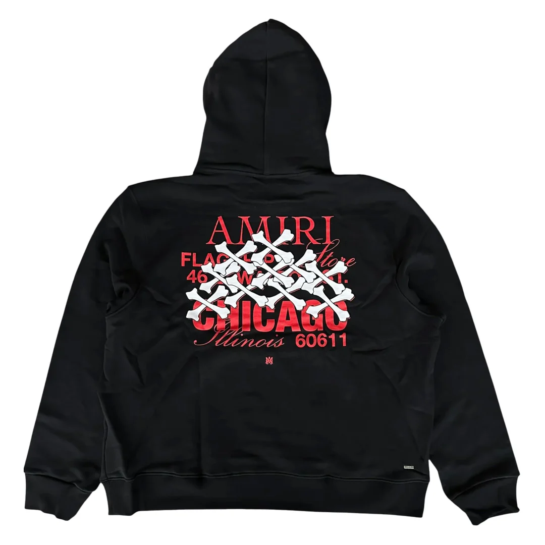 Amiri Chicago Exclusive Bones Hoodie Black Red - Image 2