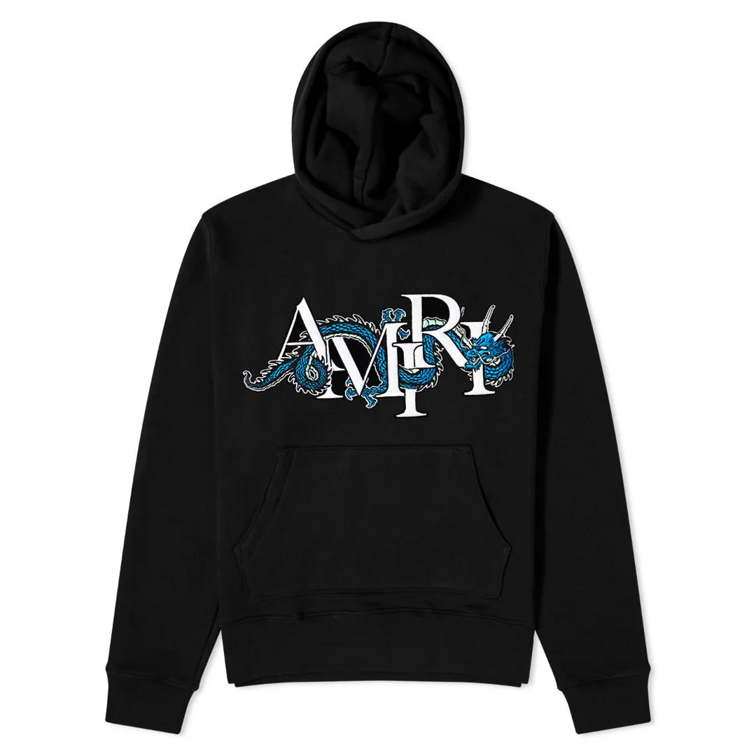 Amiri CNY Dragon Embroidered Hoodie Black