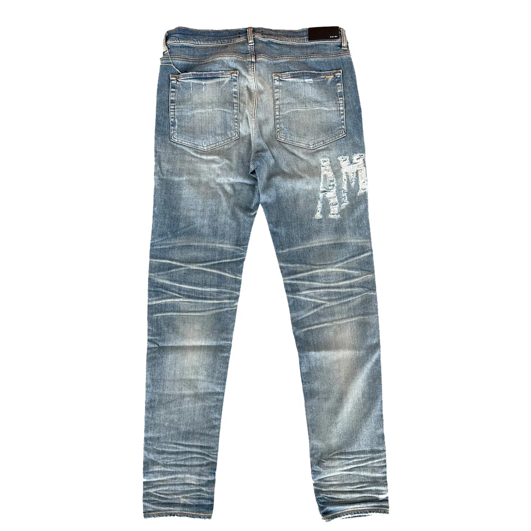 Amiri Distressed Logo Jeans Clay Indigo - Image 2