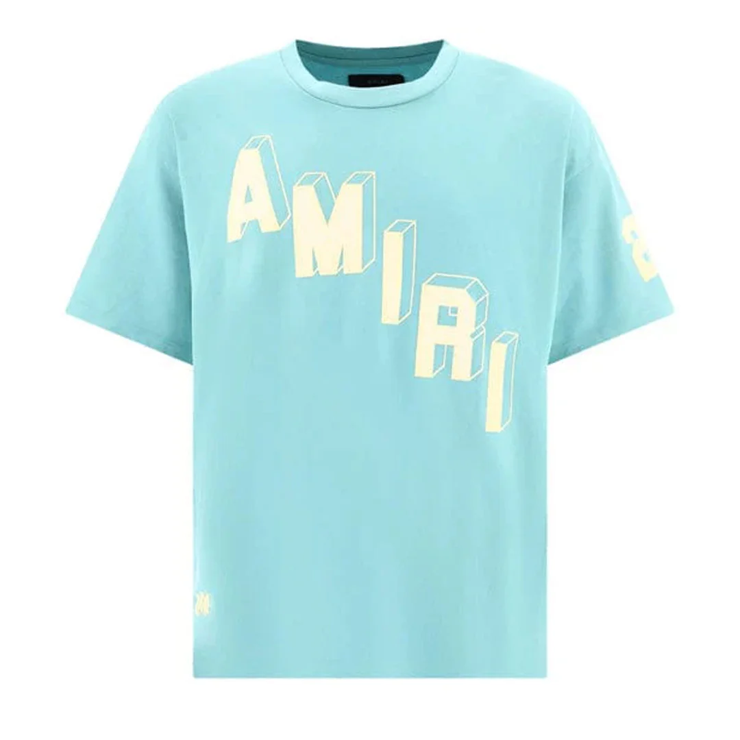 Amiri Flocked Hockey Skater T-Shirt Aqua