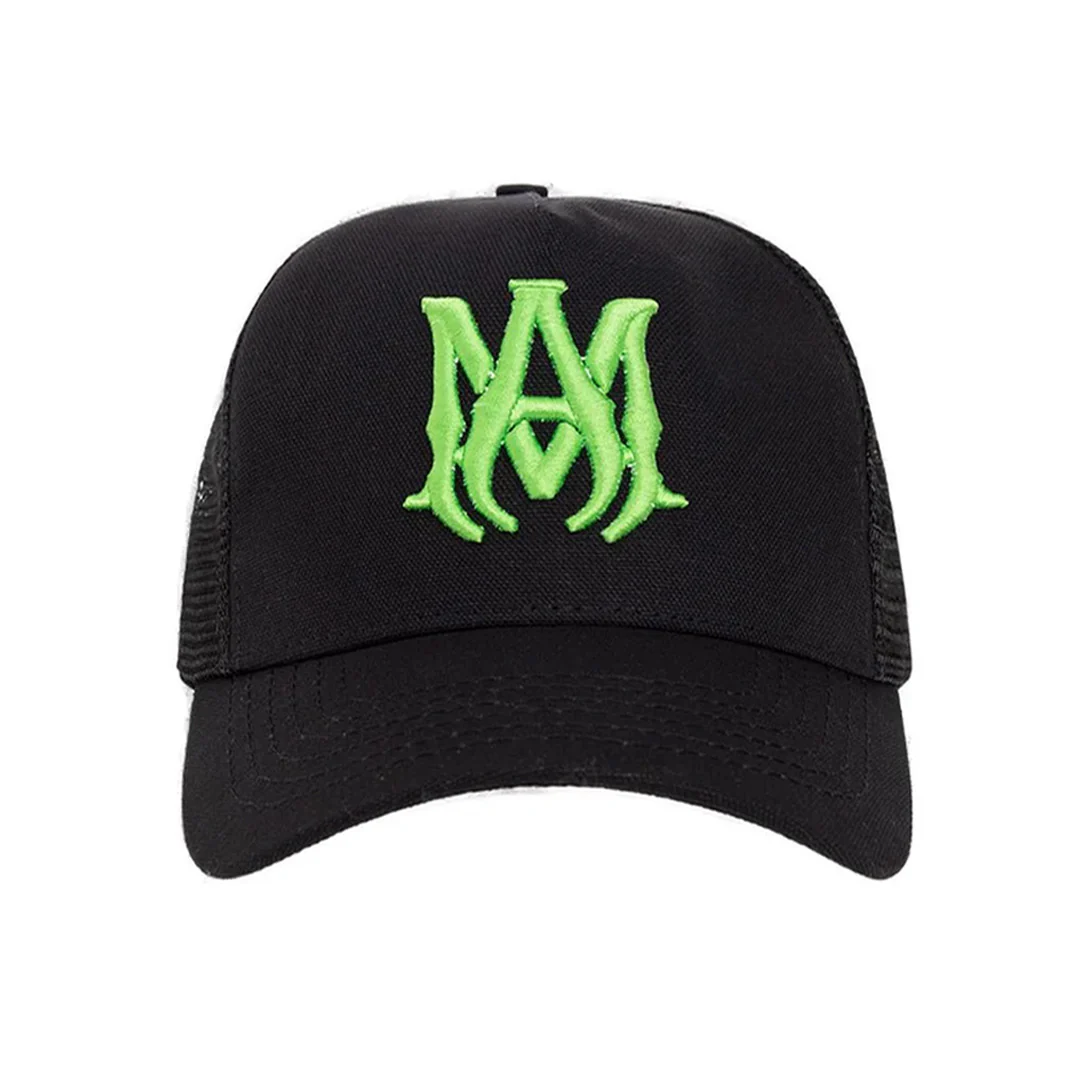 Amiri MA Logo Trucker Hat Cap Black/Green