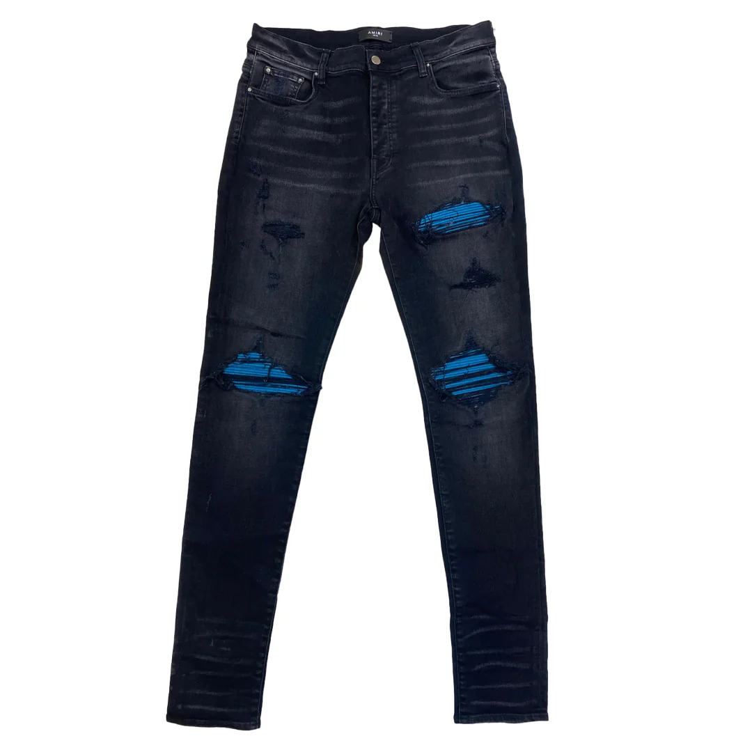 Amiri MX1 Cracked Paint Jeans Aged Black/Blue