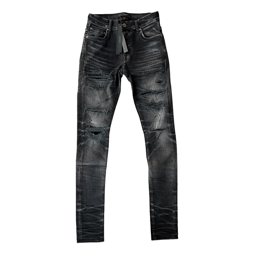 Amiri Sequin Patch Thrasher Jeans Faded Black