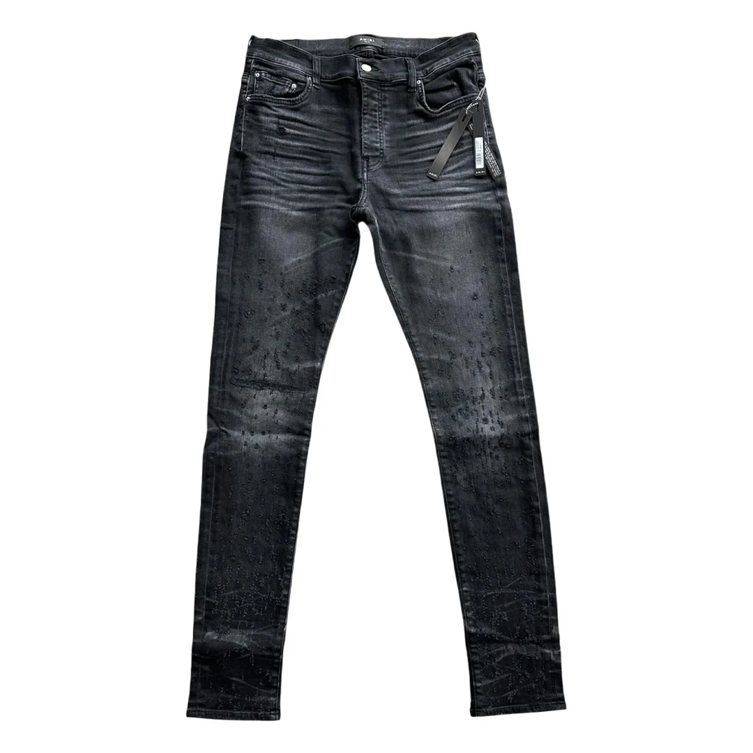Amiri Shotgun Distressed Jeans Faded Black