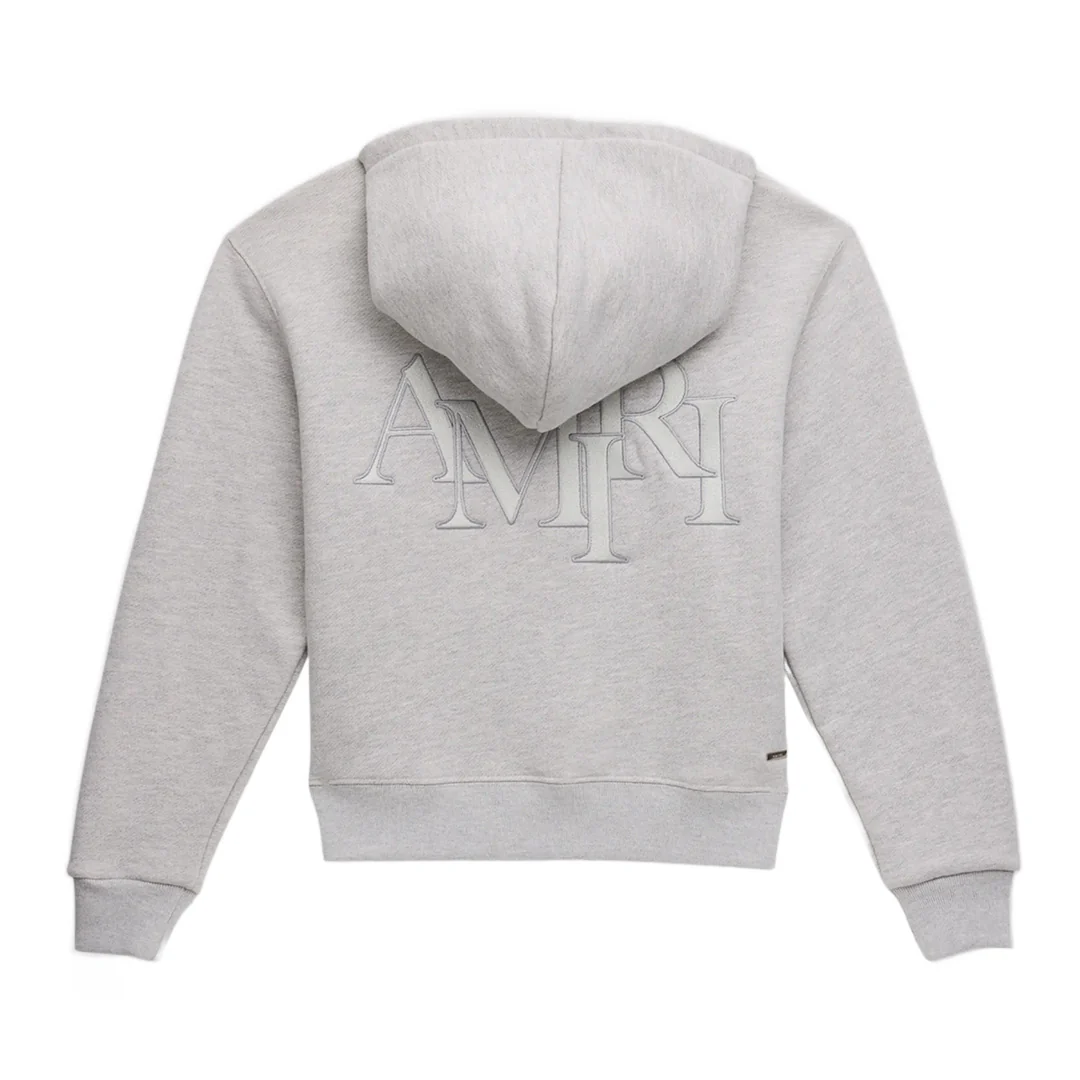 Amiri Staggered Hoodie Grey - Image 2