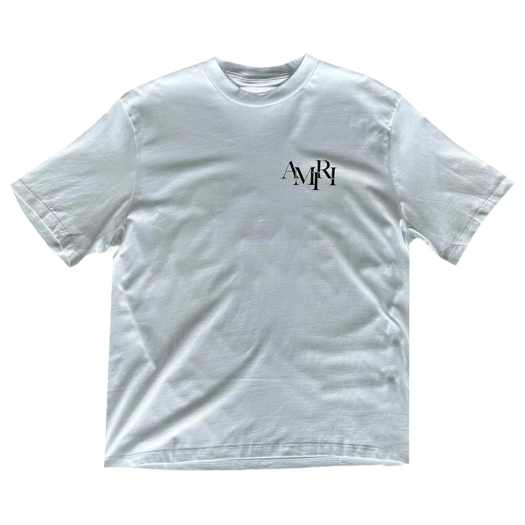 Amiri Staggered Logo T-Shirt White
