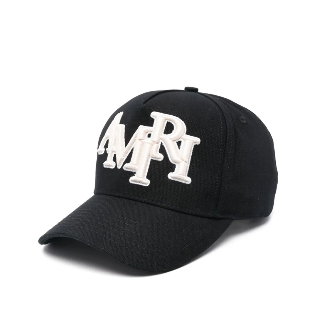 Amiri Staggered Logo Trucker Hat Black