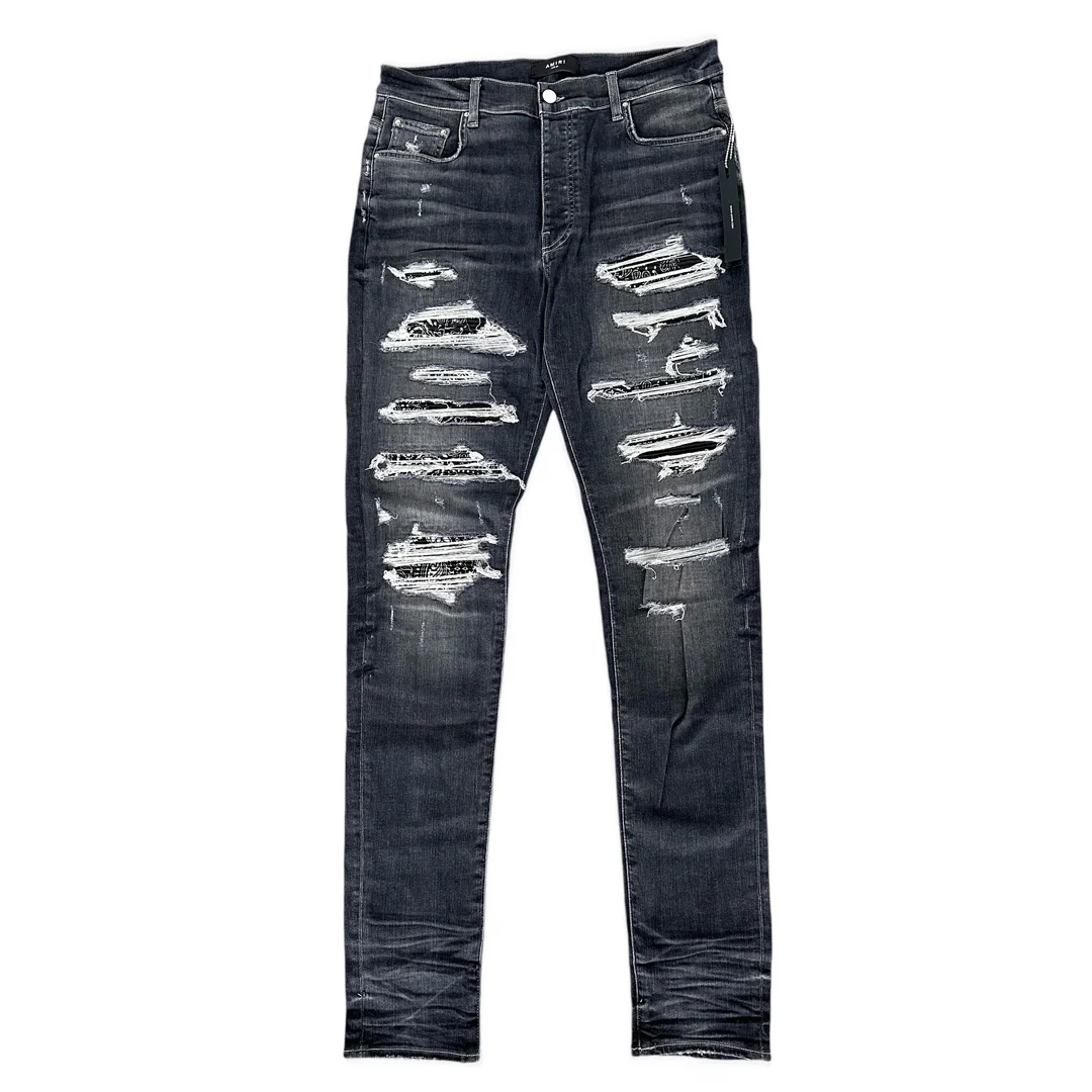 Amiri Thrasher Bandana Patch Black Grey Jeans