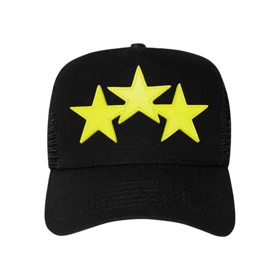 Amiri Three Star Trucker Hat Black/Lime