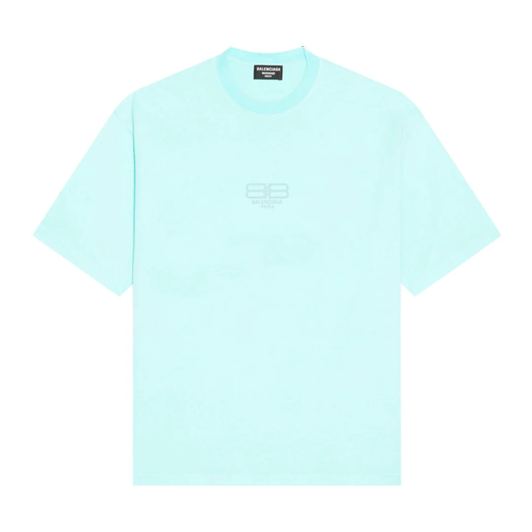 Balenciaga BB Paris Icon Cotton T-Shirt Aqua Green