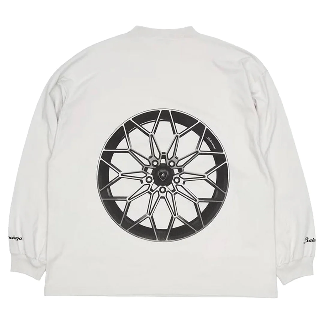 Balenciaga x Lamborghini White Long Sleeve T-Shirt - Image 2