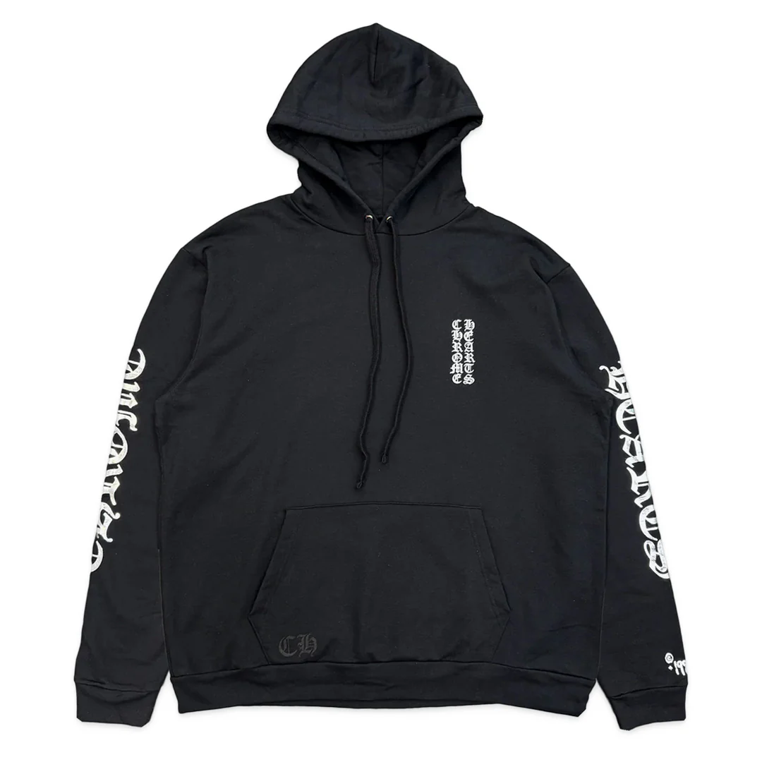 Chrome Hearts Vertical Logo Hoodie Black Metallic Silver