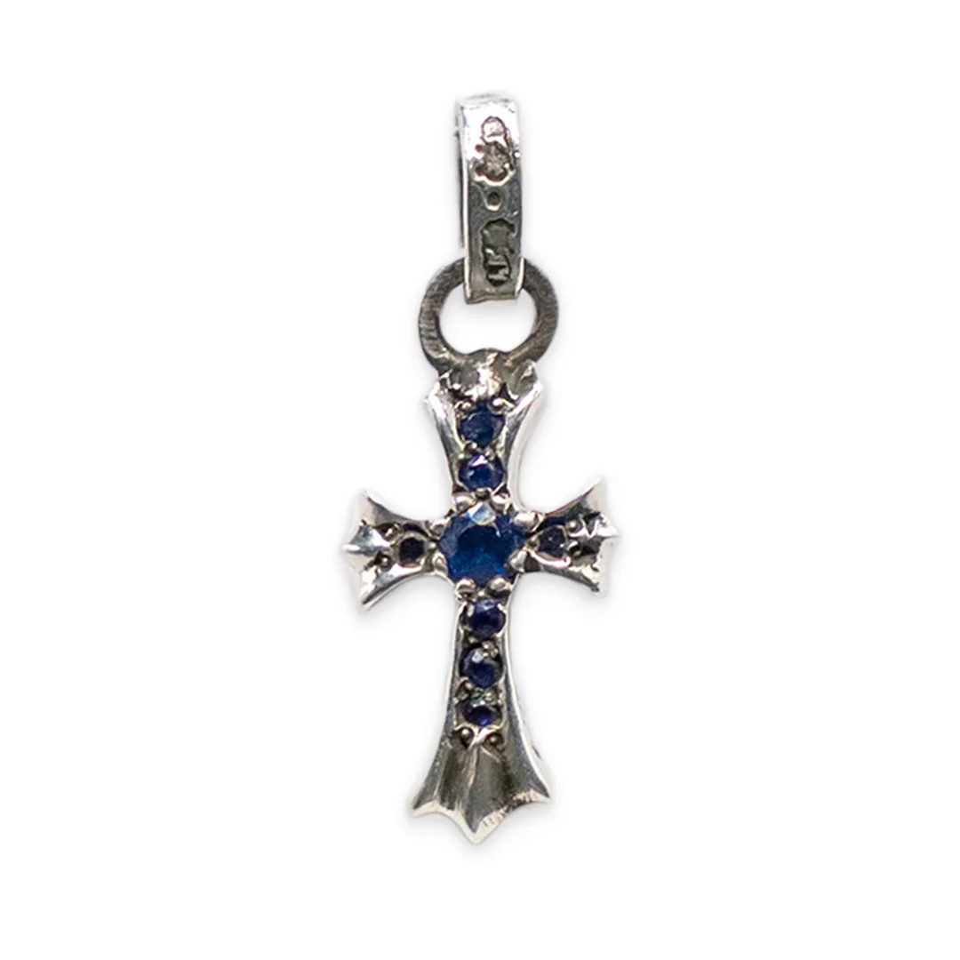 Chrome Hearts Baby Fat Silver & Sapphire Pavé Pendant (Pendant Only)