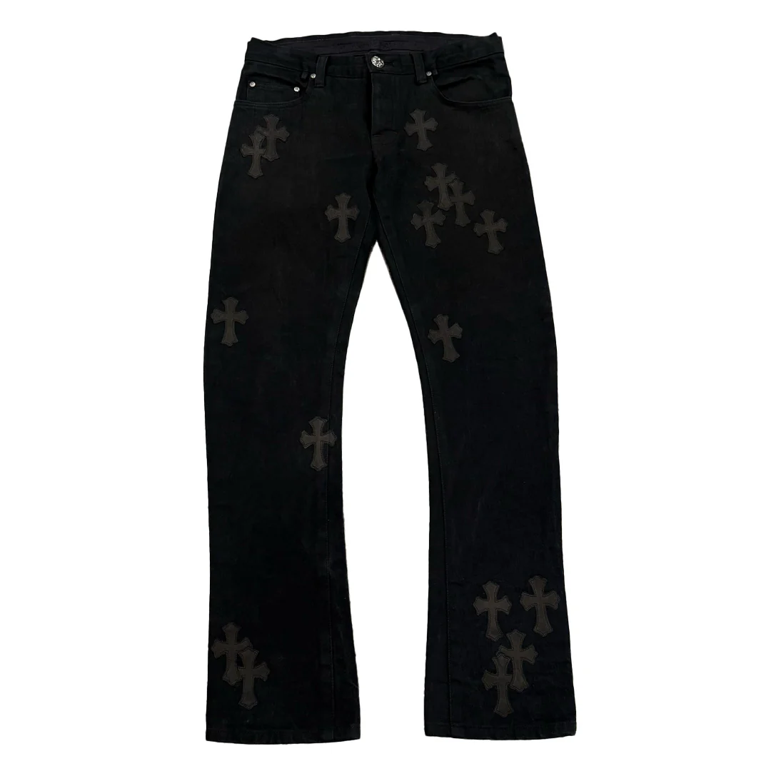 Chrome Hearts Black Denim Black Cross Patch Jeans