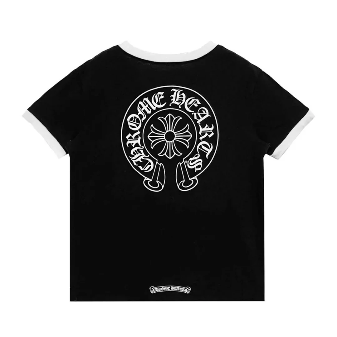 Chrome Hearts Black&White Horseshoe Logo T-Shirt (Womens) - Image 2