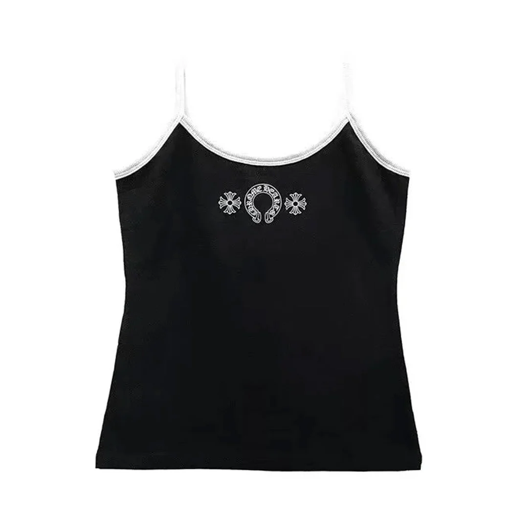 Chrome Hearts Black & White Horseshoe Logo Tank Top (Womens)
