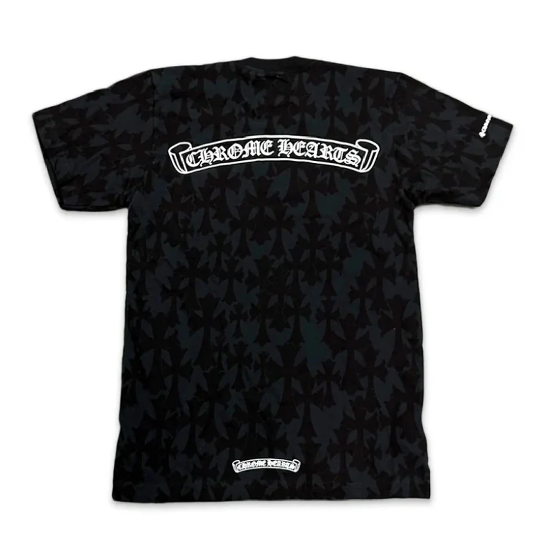 Chrome Hearts Cemetery Cross All Over Print Logo T-Shirt Black - Image 2