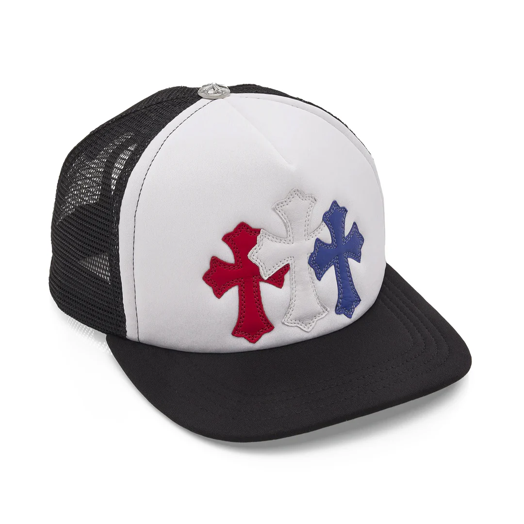 Chrome Hearts Cemetery Triple Cross Trucker Hat Red White Blue - Image 2