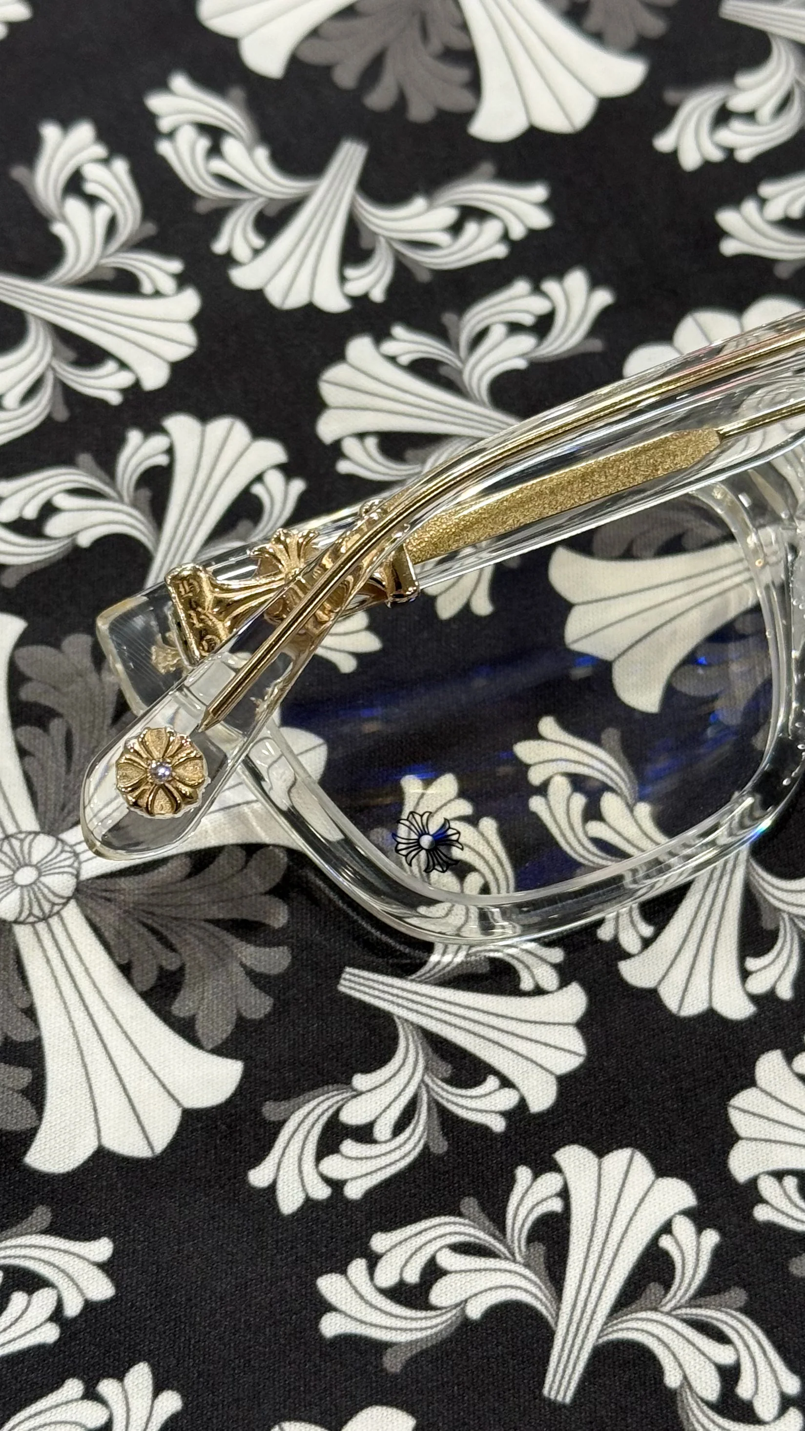 Chrome Hearts "Cox Ucker" Clear/Gold/Diamond Encrusted Glasses - Image 2