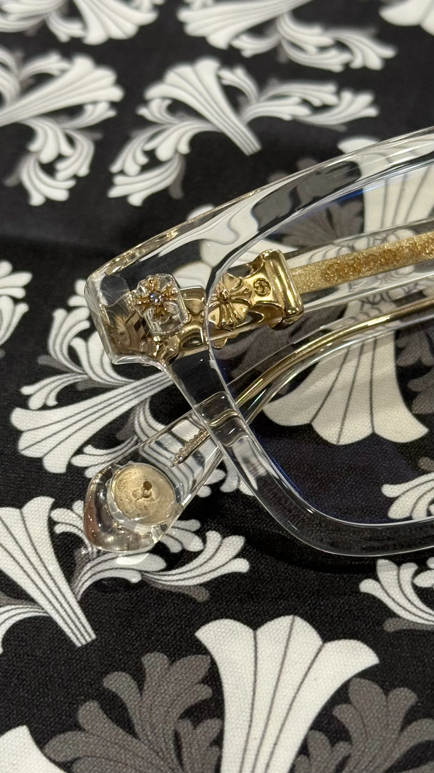 Chrome Hearts "Cox Ucker" Clear/Gold/Diamond Encrusted Glasses - Image 3