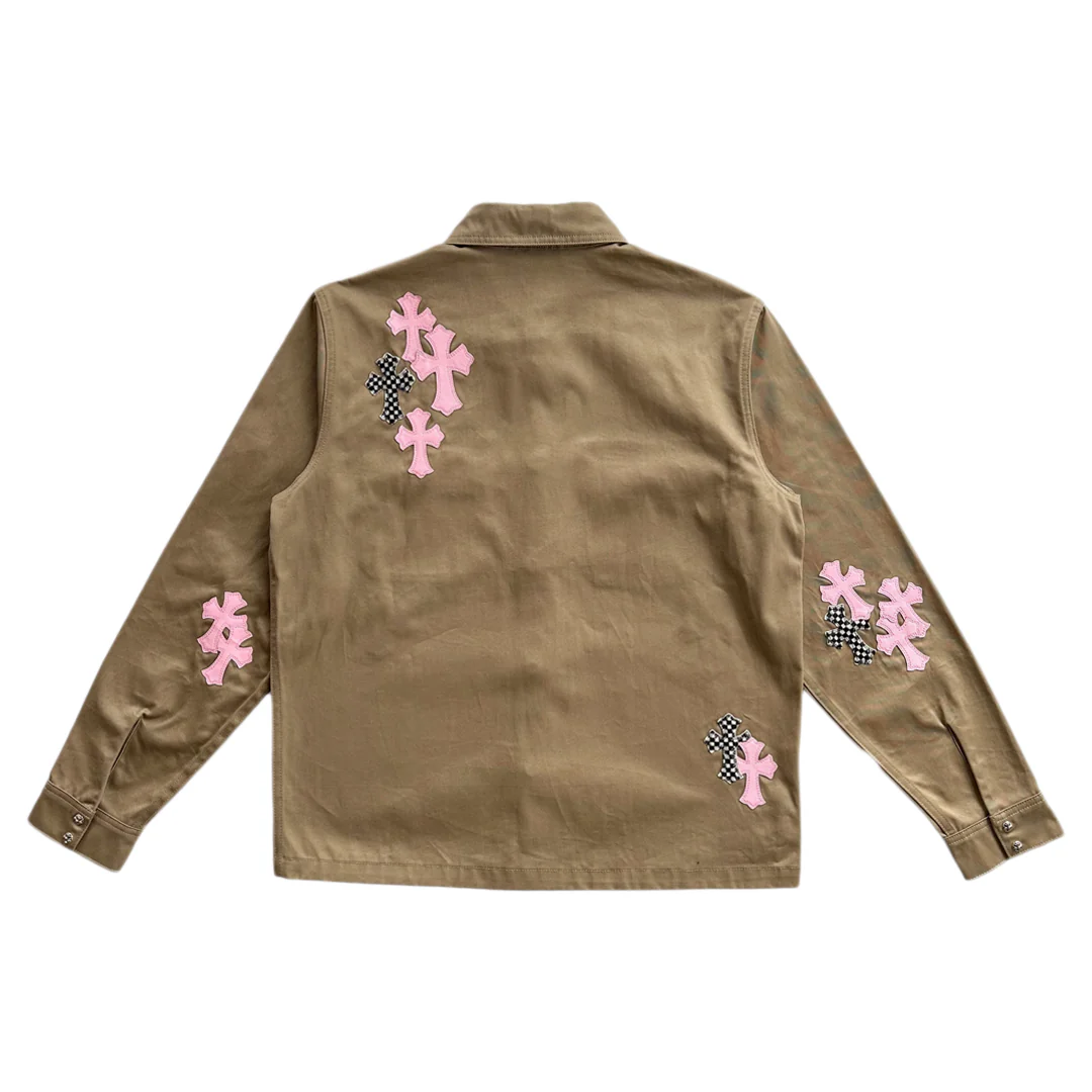 Chrome Hearts Cross Patch Work Dog Jacket Tan - Image 2