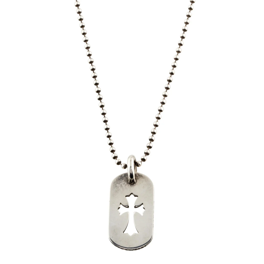 Chrome Hearts Cutout Dog Tag with Cross (With Chain)