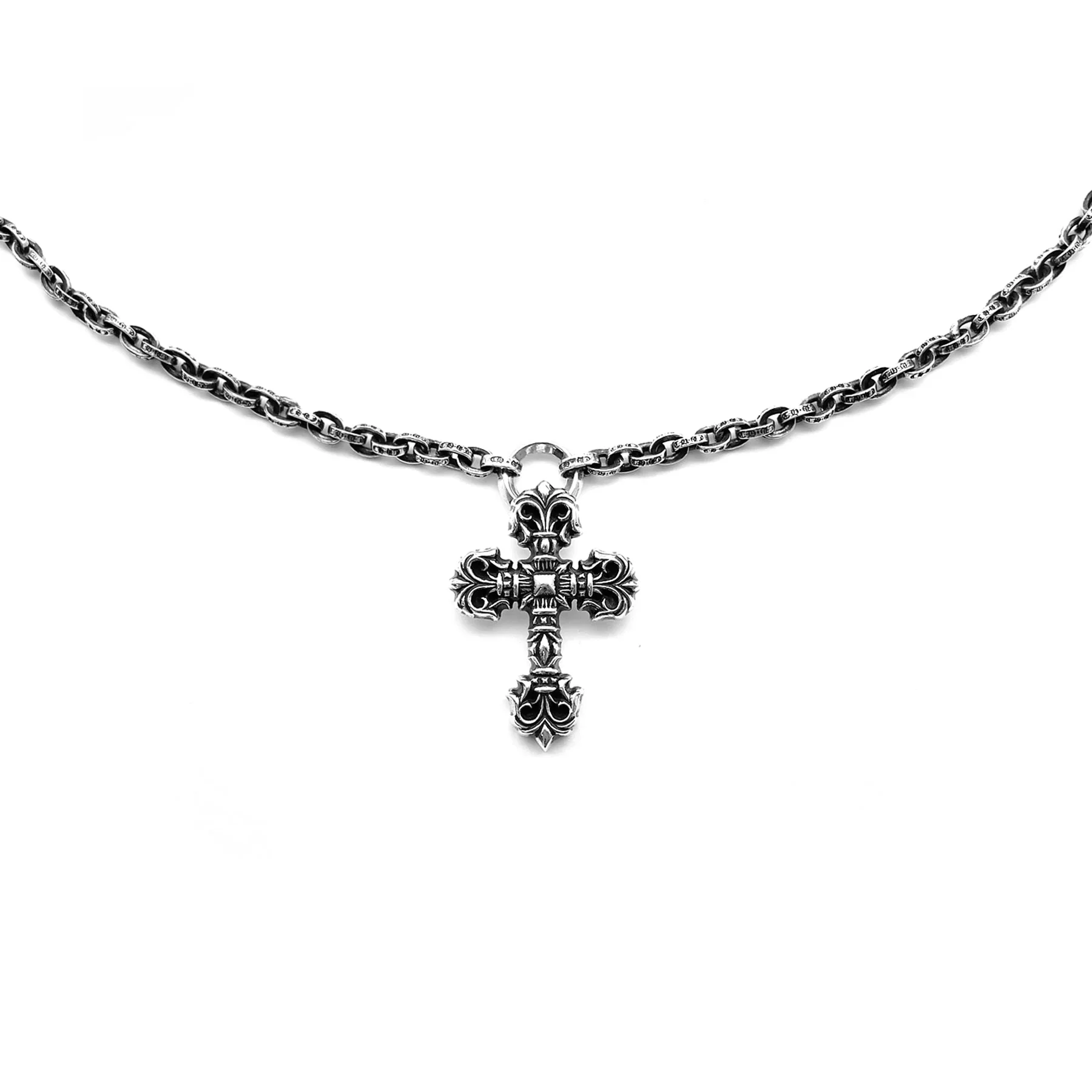 Chrome Hearts Filigree Cross Pendant With Paper Chain - Image 2