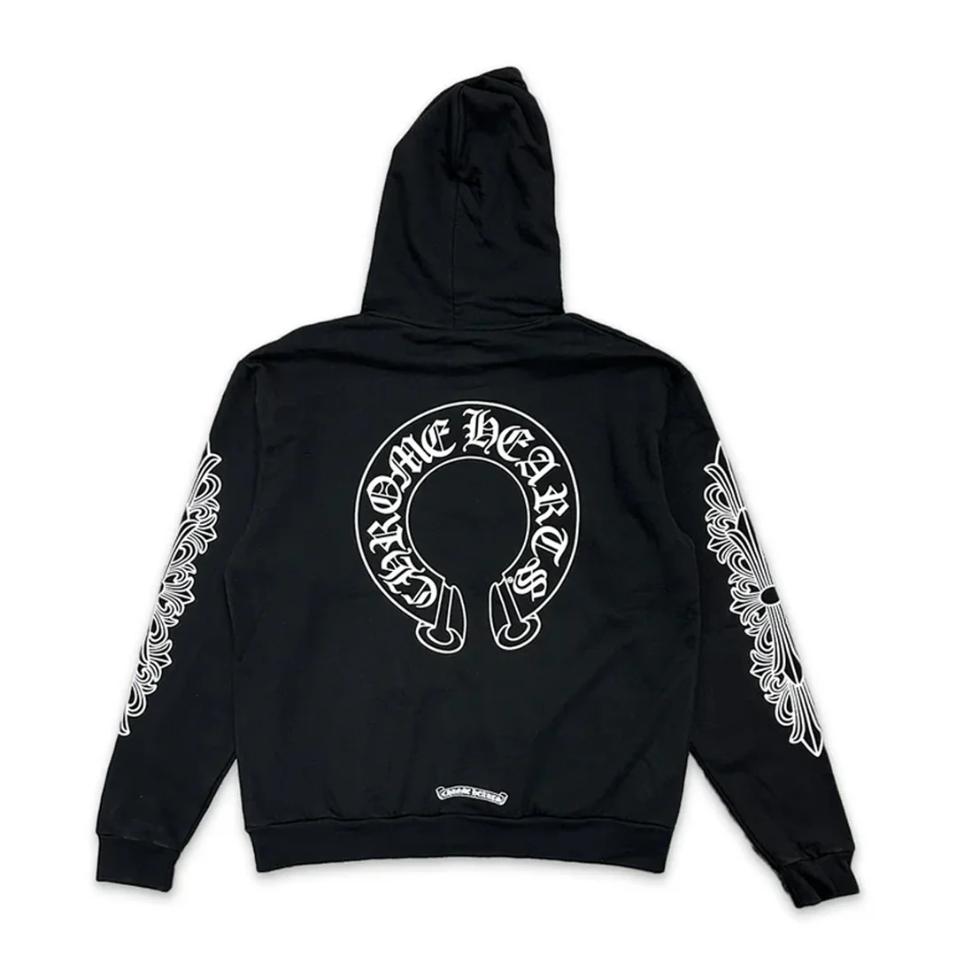 Chrome Hearts Floral Horseshoe Hoodie Black - Image 2