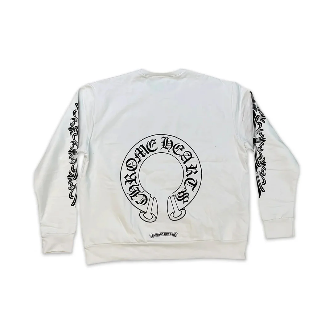 Chrome Hearts Floral Horseshoe Logo Crewneck White - Image 2