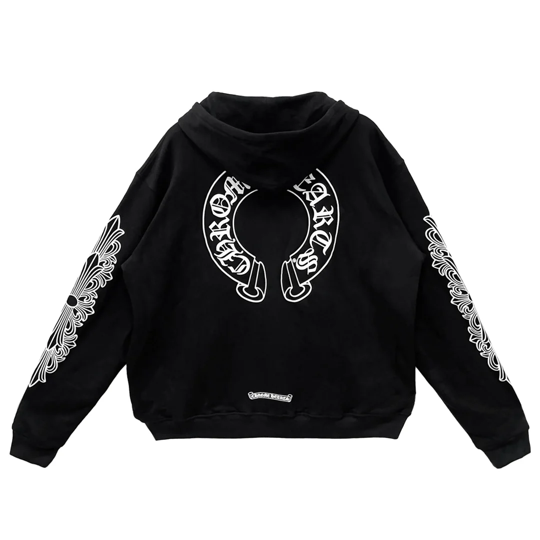 Chrome Hearts Floral Horseshoe Logo Thermal Zip Up Hoodie - Image 2