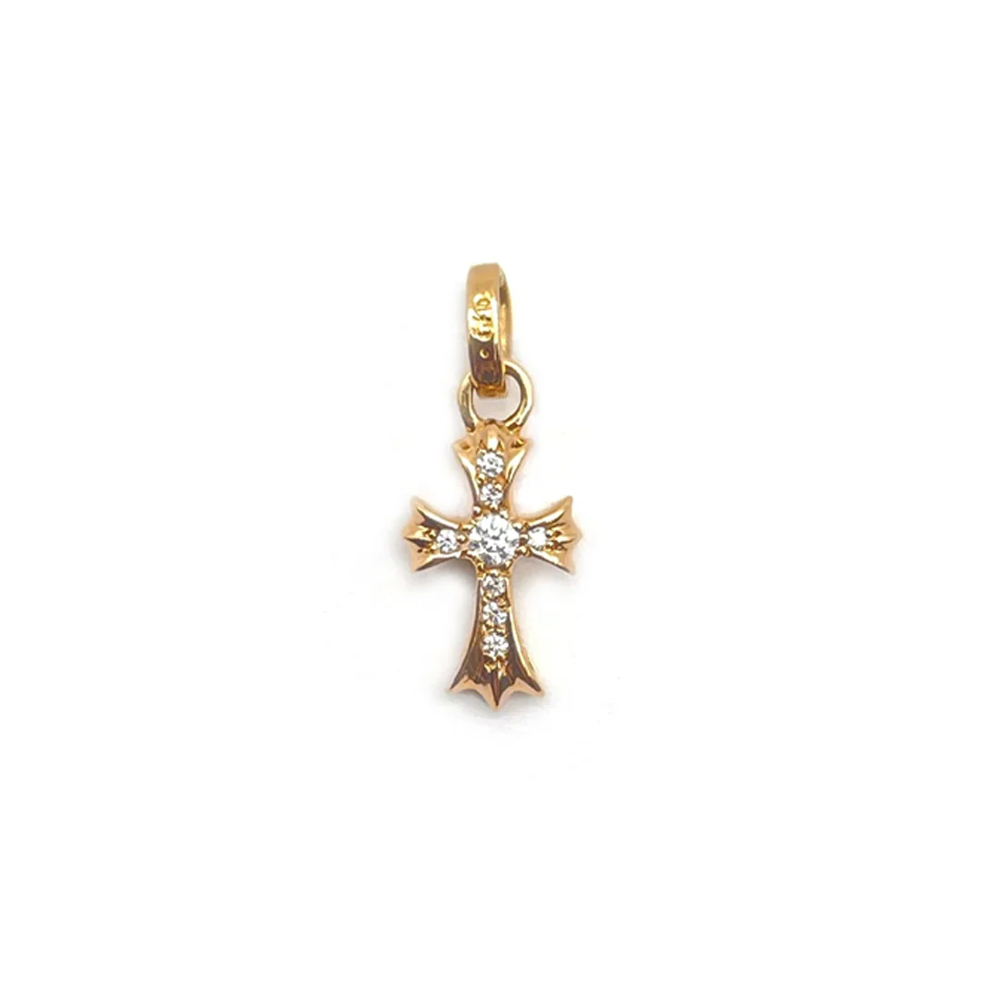 Chrome Hearts 22k Gold Baby Fat Diamond Pavé Pendant (Pendant Only)