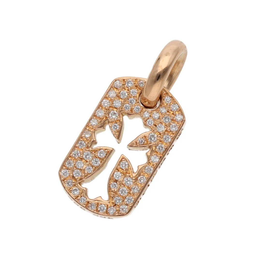 Chrome Hearts 22k Gold Mini Diamond Pavé Cross Dog Tag Pendant (Pendant Only)