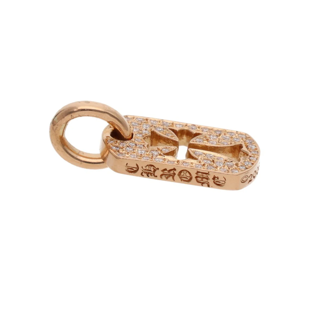 Chrome Hearts 22k Gold Mini Diamond Pavé Cross Dog Tag Pendant (Pendant Only) - Image 4