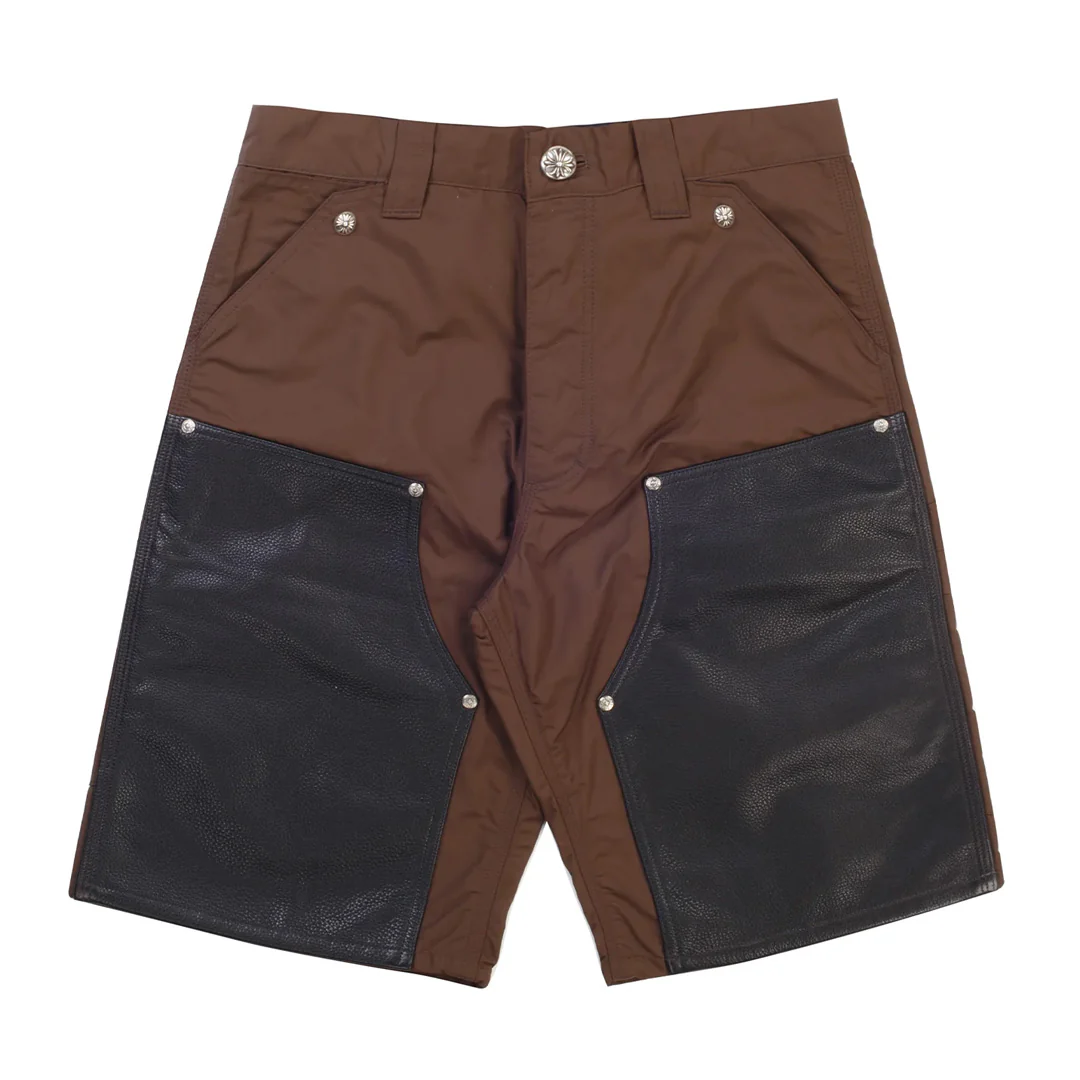 Chrome Hearts Leather Double Knee Carpenter Shorts Brown