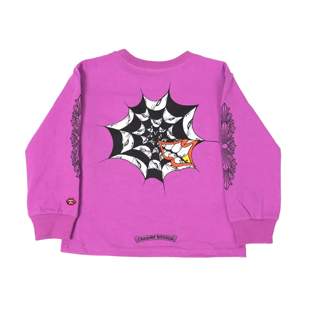 Chrome Hearts Matty Boy Spider Web Long Sleeve T-Shirt Purple (Kids) - Image 2