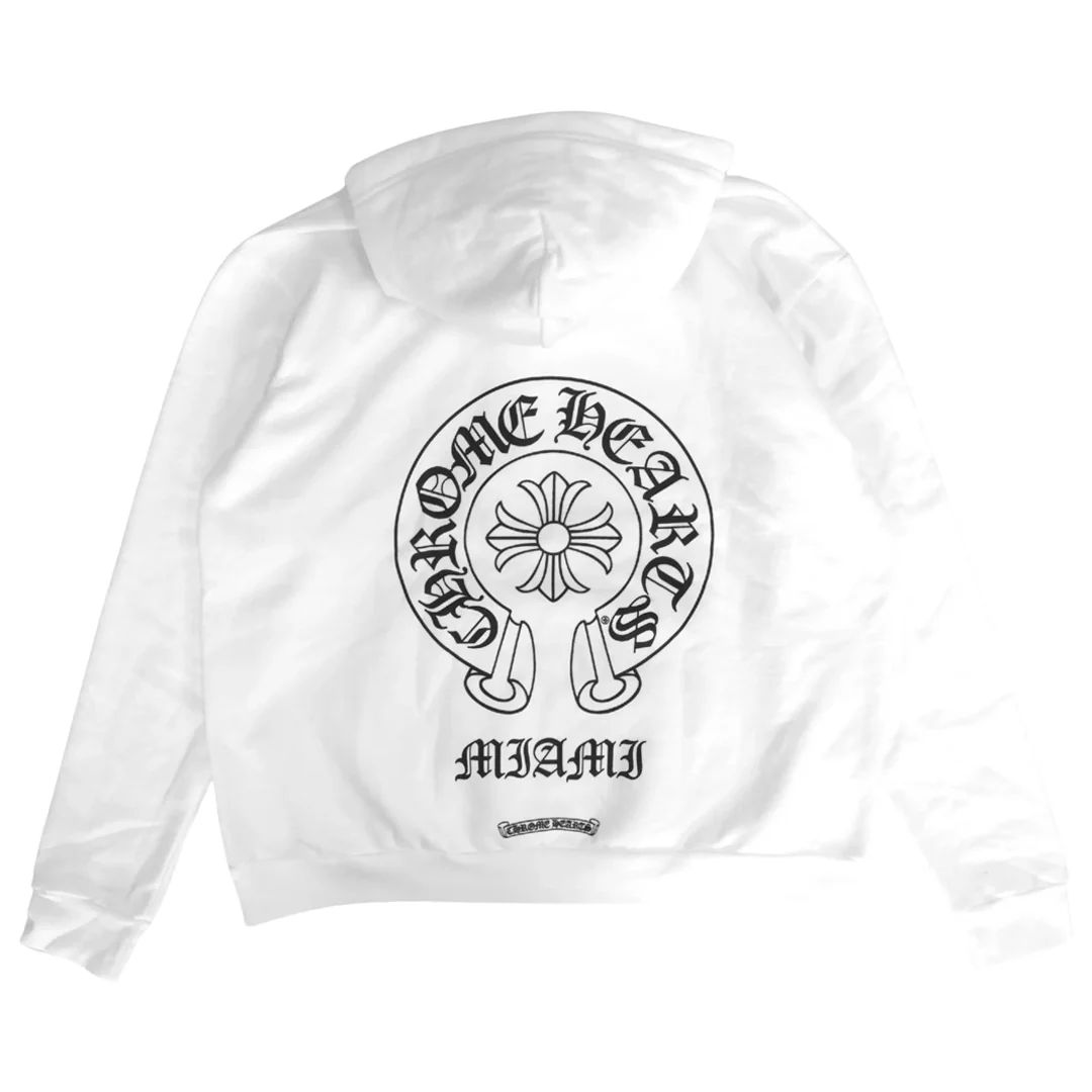 Chrome Hearts Miami Exclusive Horseshoe Pullover Hoodie White