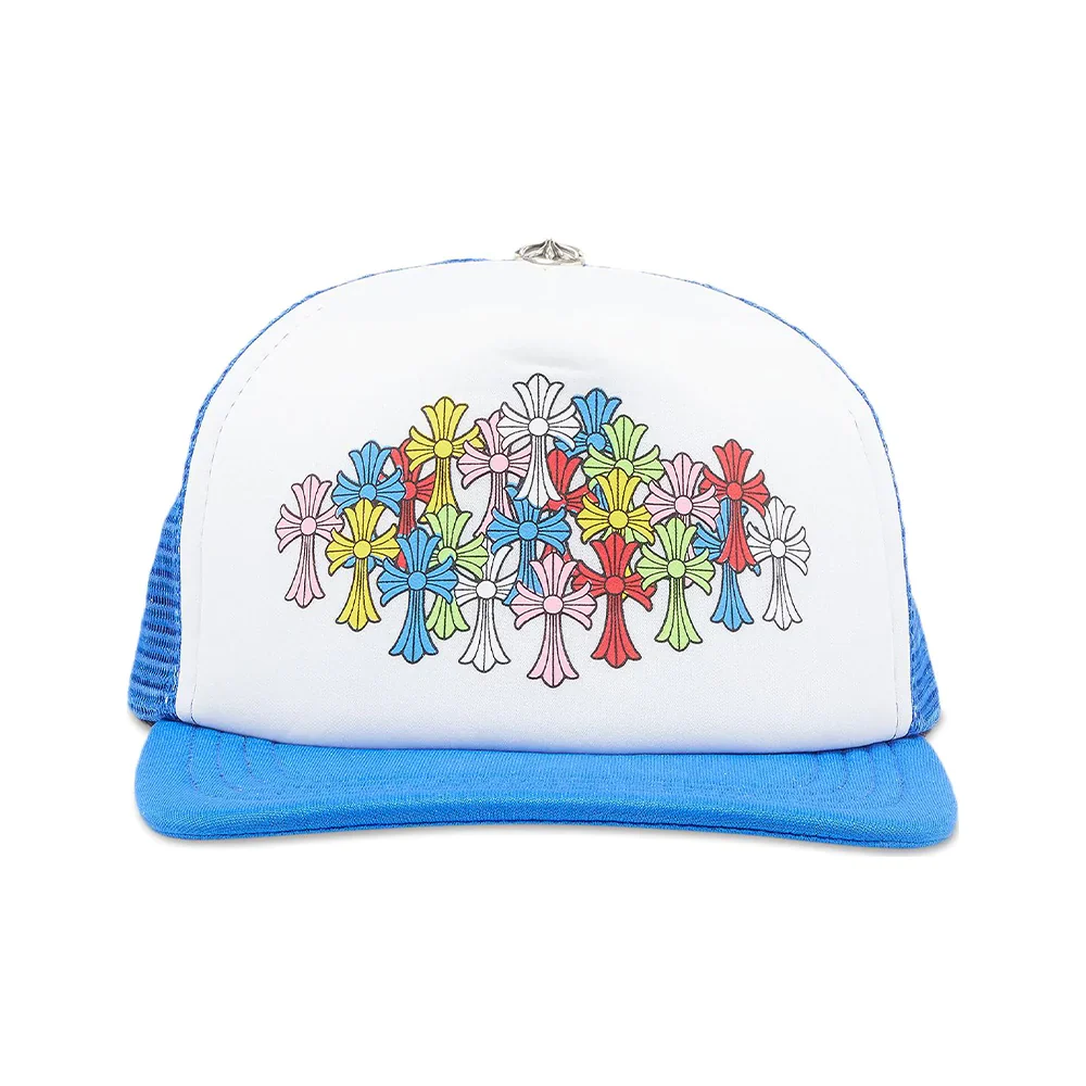 Chrome Hearts Multi Color Crosses Trucker Hat Blue/White