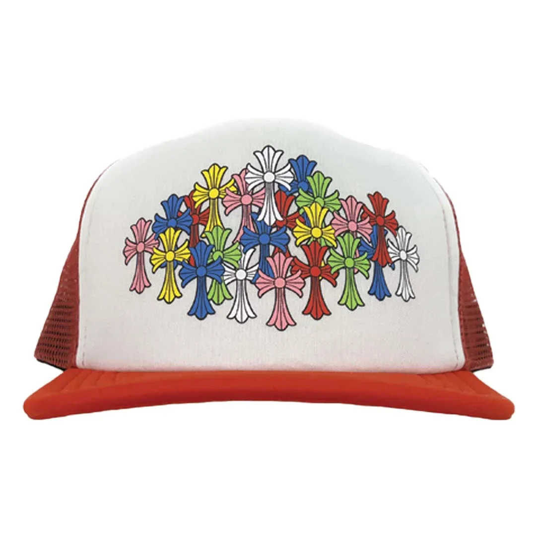 Chrome Hearts Multi Color Crosses Trucker Hat Red/White