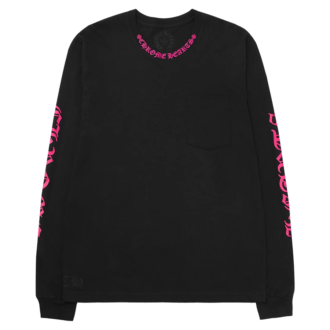 Chrome Hearts Neck Logo Long Sleeve T-Shirt Black Pink