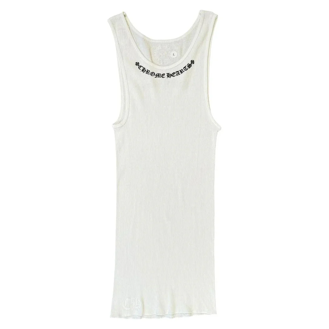Chrome Hearts Scroll Neck Logo Rib Tank White