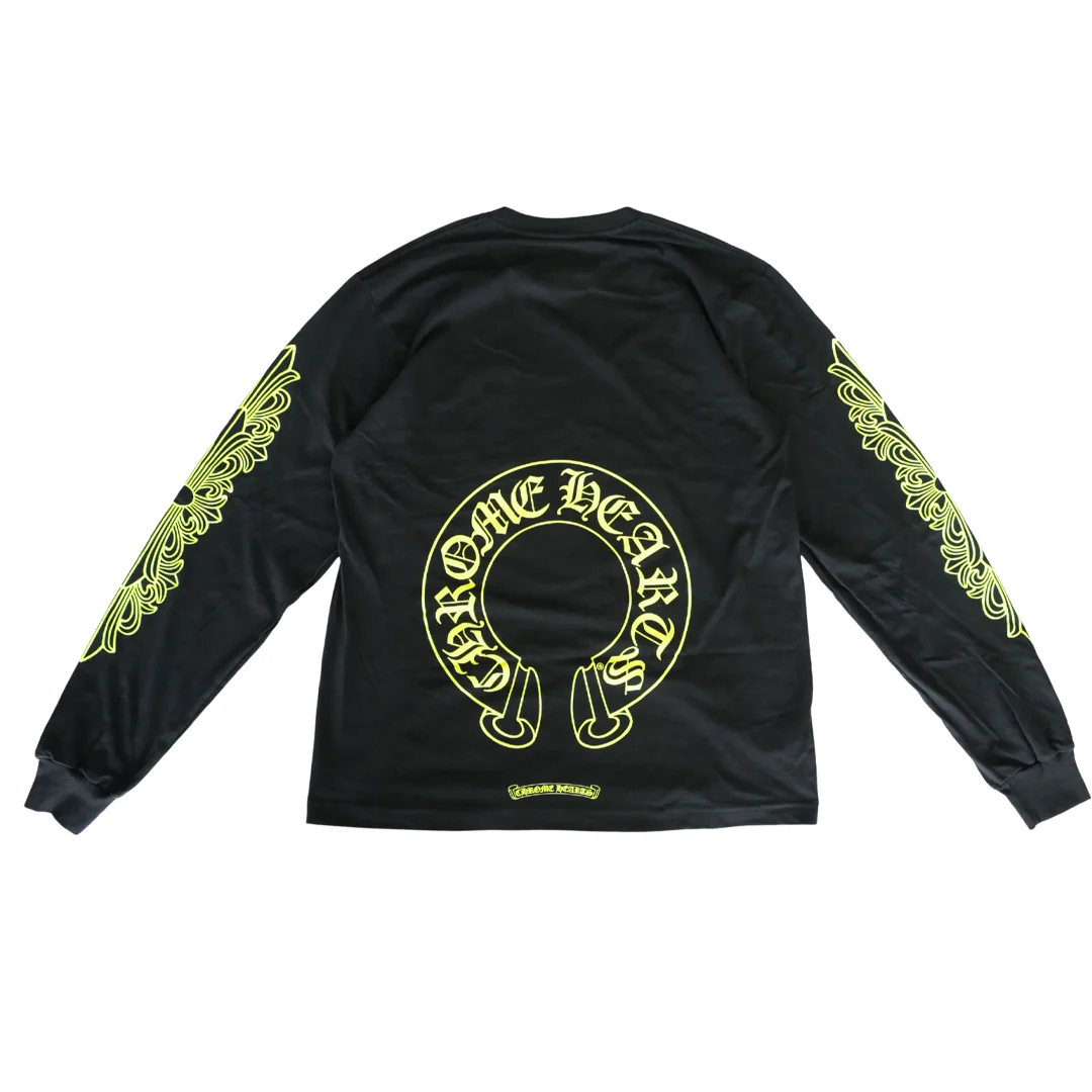 Chrome Hearts Neon Green Horseshoe Long Sleeve T-Shirt - Image 2