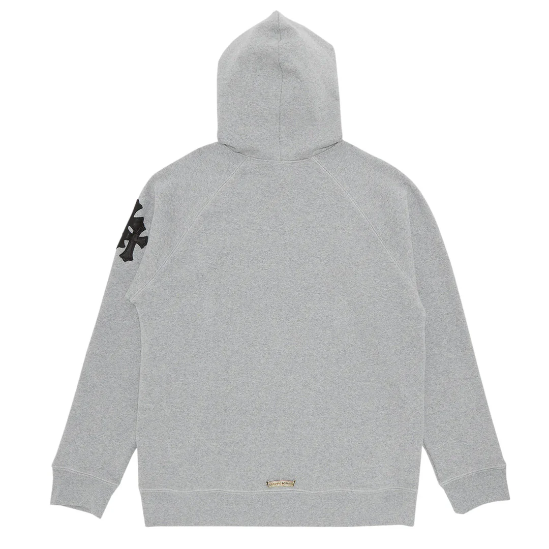 Chrome Hearts Paper Jam Triple Cross Leather Patch Hoodie Grey - Image 2