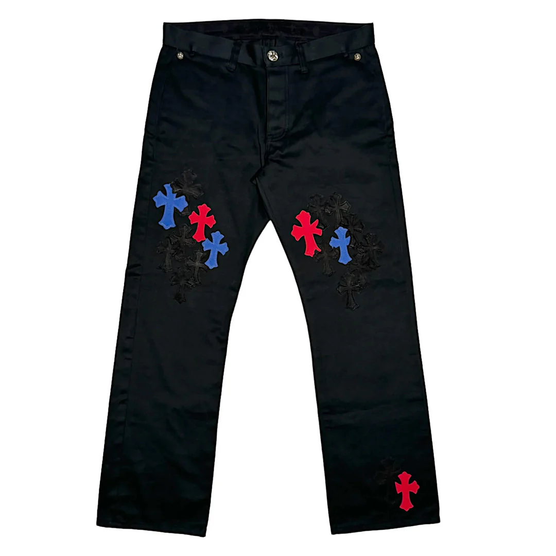 Chrome Hearts Red & Blue Cross Patch Chino Pants