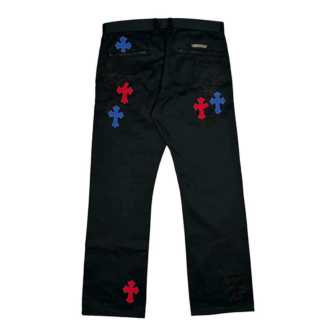 Chrome Hearts Red & Blue Cross Patch Chino Pants - Image 2
