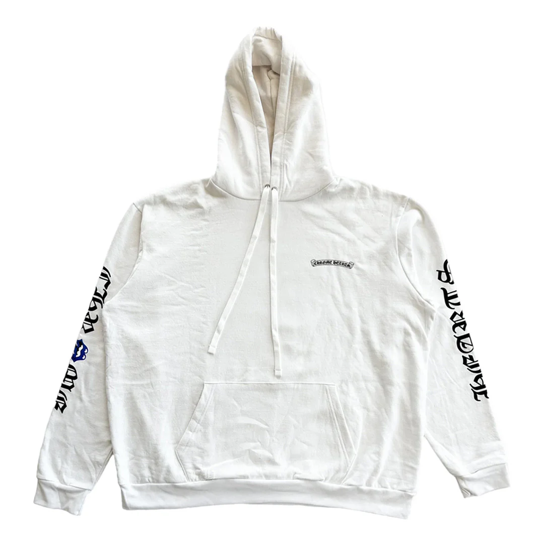 Chrome Hearts Rolling Stones Logo Hoodie White Blue - Image 2